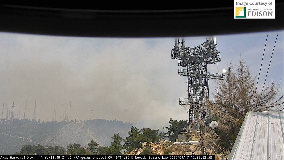 I'd forgotten the Mt. Harvard cameras! Thank you  @AnthonyJCook2.Link:  http://www.alertwildfire.org/orangecoca/?camera=Axis-Harvard1Harvard1 camera provides a good view of the  #bobcatfire aerial firefight at Mt. Wilson Observatory. To wit (a chopper goes to parking lot, slurps water, flies back toward fire):