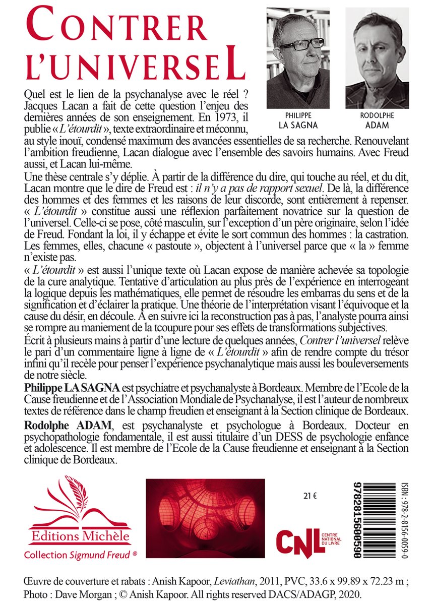 Un partenariat MOLLAT et ACF Aquitania

Conférence de PHILIPPE LA SAGNA  et RODOLPHE ADAM auteurs de "Contrer l'universel : l'étourdit de Lacan à la lettre".   Discutante # CHRISTIANE ALBERTI

Mollat le 26/09/2020 de 15h à 16h30 

<a href="/StationAusone/">Station Ausone</a> 
<a href="/librairiemollat/">Librairie Mollat</a> <a href="/acf_aquitania/">ACF_AQUITANIA</a>