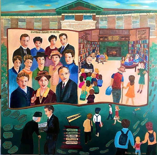 NaomiGerrard's tweet photo. New artwork for sale! - "Our Cornish Library and the Suffrage Saga" - https://t.co/MK9kPpkA1r @fineartamerica https://t.co/XA05lI3nES