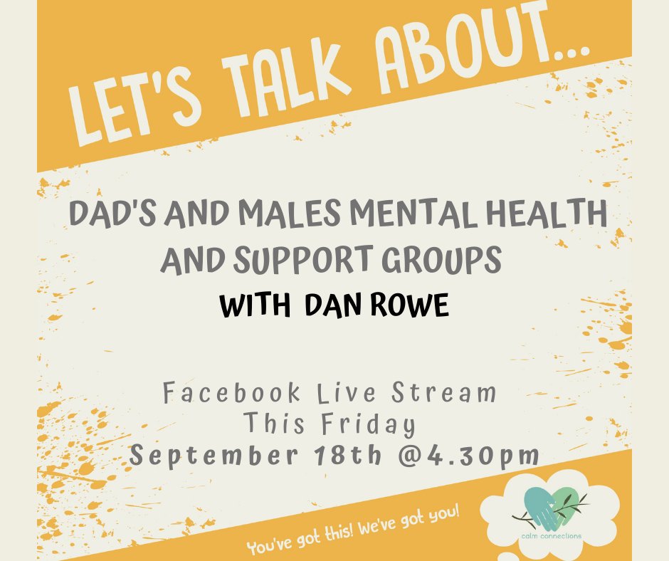 calmcic's tweet photo. ☕️Join us this Friday at 4:30pm for our Facebook Friday live ☕️
Dan Rowe, The head of MenTalk2 Division at TalkOut will be joining us to talk about Dad's mental health and the importance of Support groups for men .
See you on Friday! #talkout #yougotthis #wevegotyou https://t.co/mqY36hUZj3