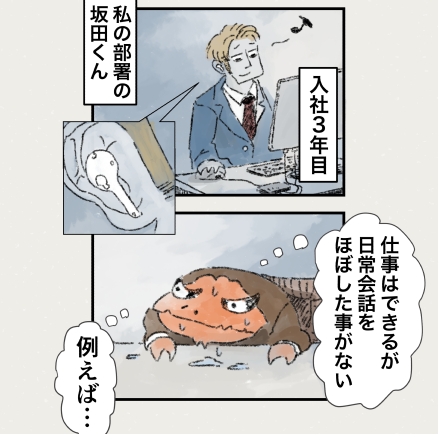 「ティラノ部長⑤Facebook編」冒頭4コマ 