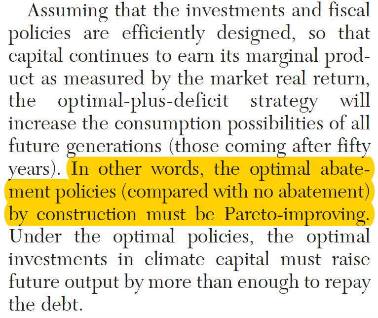 And that is exactly what Nordhaus says is possible, given that his model—or, rather, his *use* of his model—identifies some degree of mitigation above the current amount as “optimal”. This is from his review of the _Stern Review_ (p. 695).  http://www.colby.edu/economics/faculty/thtieten/ec476/Nordhaus.pdf