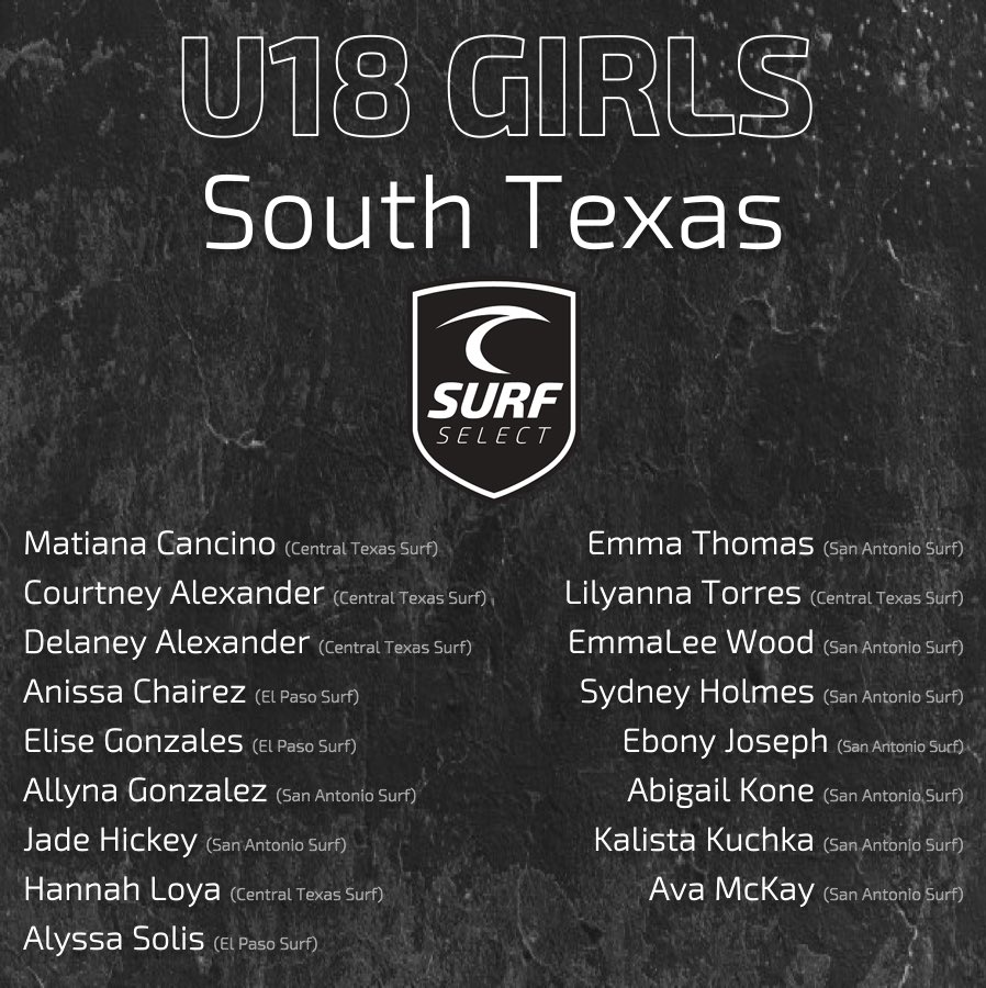 ctxsurfsc's tweet photo. 🔹South Texas Surf Select🔹
Here are the girls who have been selected to represent STX Surf for the upcoming season! Thankful for a club that recognizes and puts together some of the Top Talent in the Texas region to compete at the highest of levels!
#GoSurf #STXSurfSelect https://t.co/DcPEbCkwjs