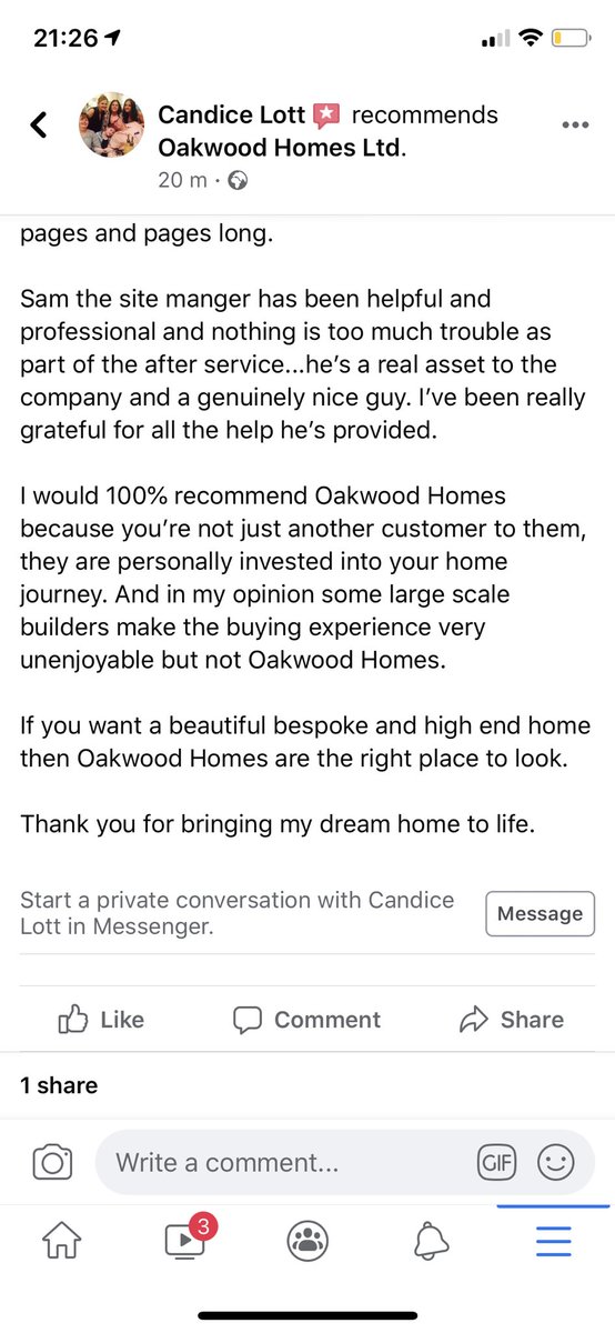 A very positive review/recommendation from our purchaser of plot 1 at our Folksworth development. This is the reason we do what we do. happy customers.