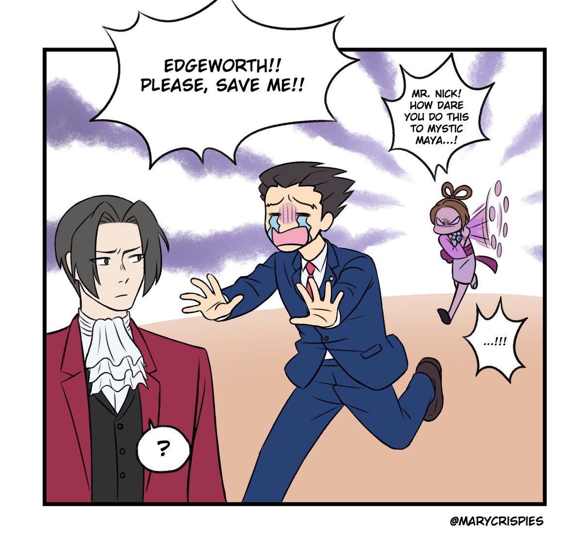 I made a little thing, haha ?

(I'm sorry, Miles)
#AceAttorney #narumitsu 
