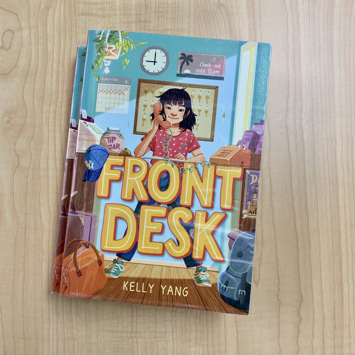 jenhaisma's tweet photo. Students have been understandably timid about borrowing books this year, so I’m using my First Chapter “Fridays” to build excitement. In honor of the release of Three Keys this week, I read Front Desk by @kellyyanghk. I ended up loaning out 10 copies in my 2 ELA classes! https://t.co/vKwvqQe64D