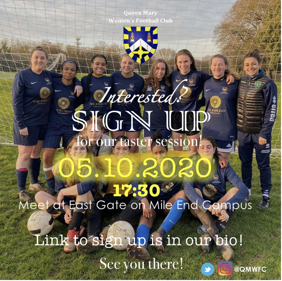 Interested in joining QMWFC? Come along to our taster session! Fill out the following form: forms.gle/bTmS3VtxX2dQPs…