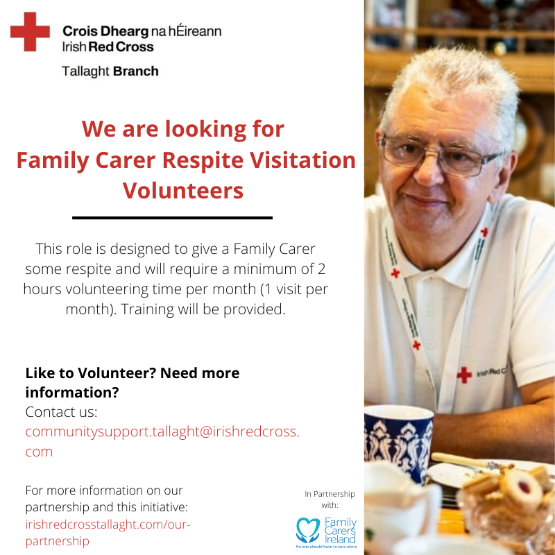 IRC_Tallaght's tweet photo. We are looking for volunteers. We have recently partnered with @CarersIreland to deliver their Emergency Scheme to allow family carers some respite. For more information, please see below:
#volunteer #emergencyscheme #community #nooneshouldhavetocarealone https://t.co/B2rVRdBhBR