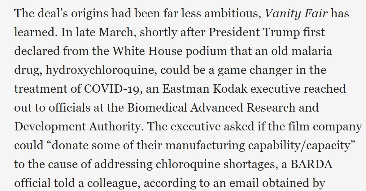 Boehler’s first announcement under the order, on July 28, was a splashy press event announcing a letter of interest to grant a $765 million loan to Eastman Kodak in order for it to remake itself as a manufacturer of pharmaceutical ingredients and return drug making to US shores.