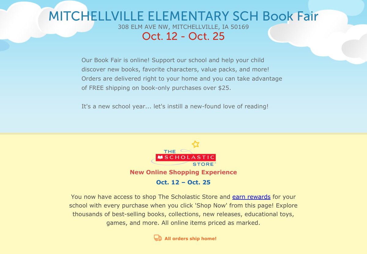Save the Date for the Mitchellville Elementary Book Fair! bookfairs.scholastic.com/bookfairs/cpto…