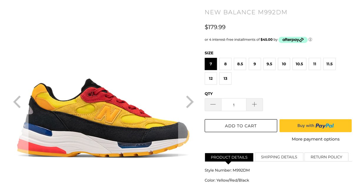 new balance 992 yellow red