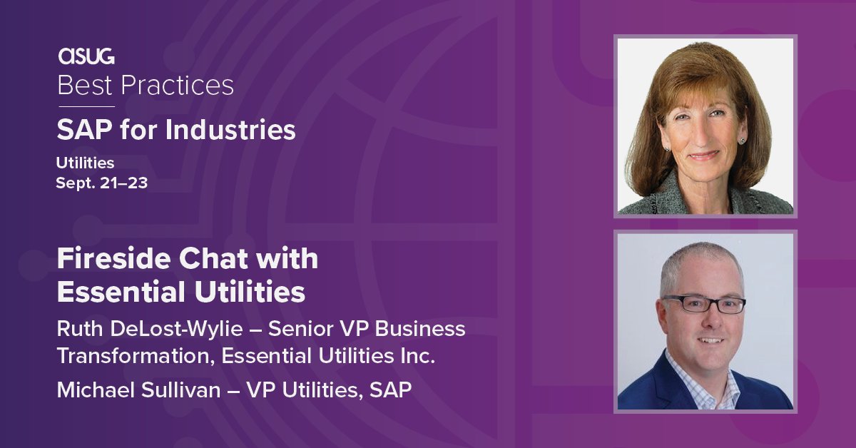 sapforutilities's tweet photo. Join Ruth DeLost-Wylie and Michael Sullivan to hear how Essential Utilities is approaching its #DigitalTransformation to remain competitive.

View the agenda 👉 https://t.co/LXw5SgYsuh
#ASUGBestPractices #ASUGUTL #SAP #utilities https://t.co/A6m9kExA4p