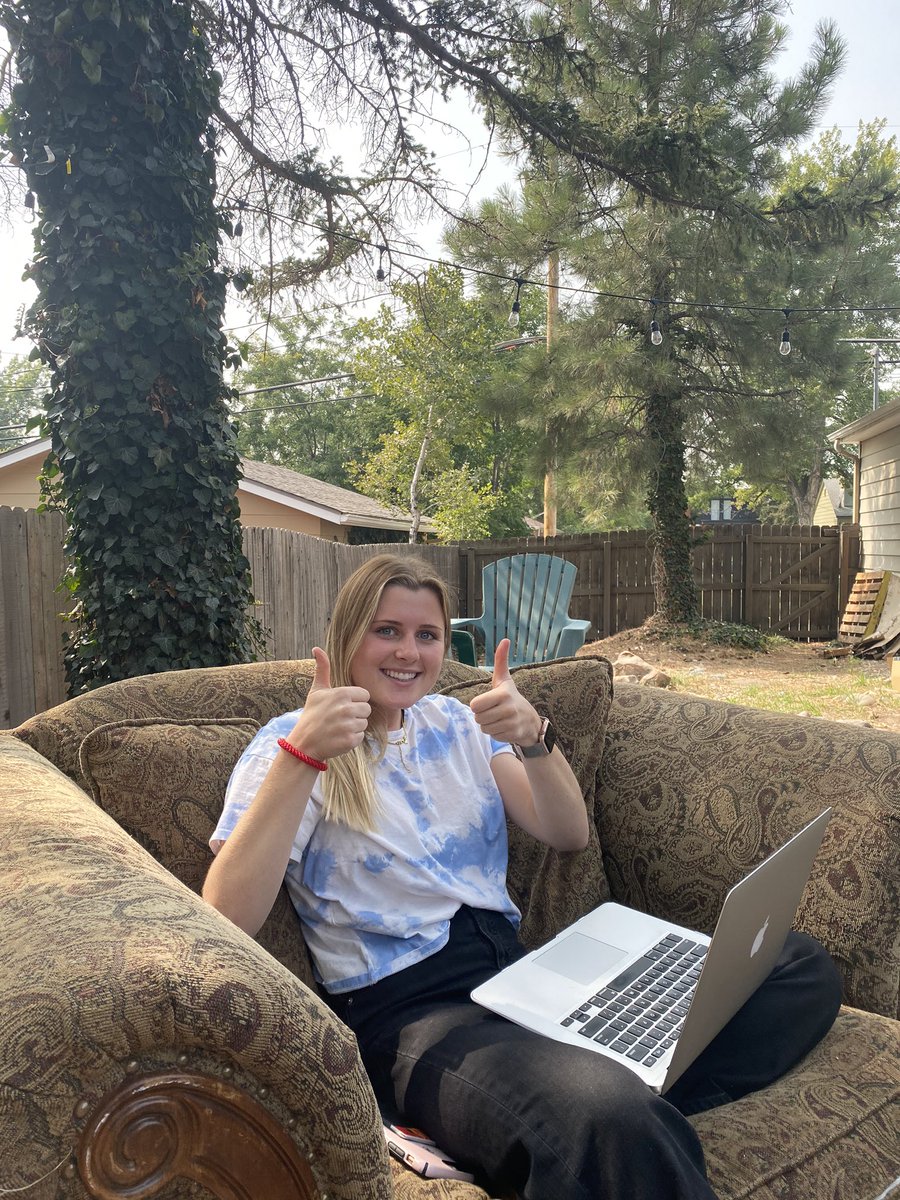 baileyannekent's tweet photo. Here’s a photo of junior Abby Martin making the most out of virtual learning! Like others, she’s finding innovative ways to take online classes comfortably! She’s double majoring in Spanish and Communication Studies with a minor in Criminology! #DUstories #mfjsreporters #DUspirit https://t.co/u7HJKHOCGd