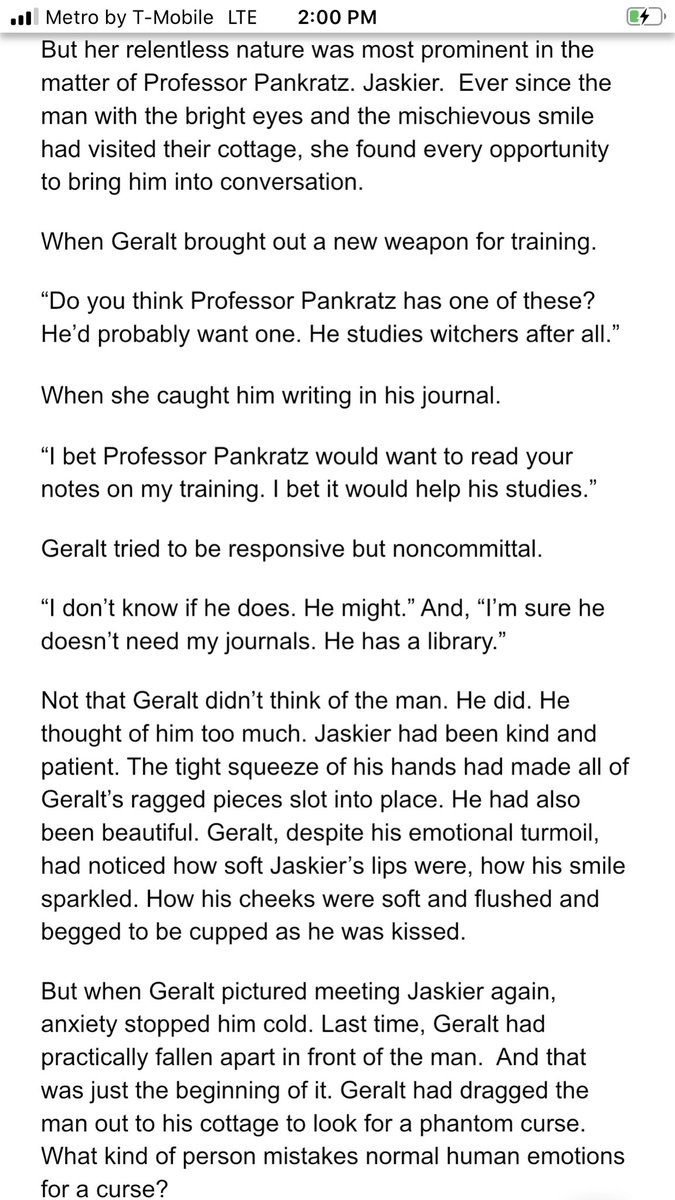 Here’s a WIP I haven’t told many people about, but I plan to continue my Professor Pankratz/single dad Geralt au (vaguely canon era). The professor came to their cottage in Ch1 and now Ciri won’t leave Geralt alone about Professor Pankratz.