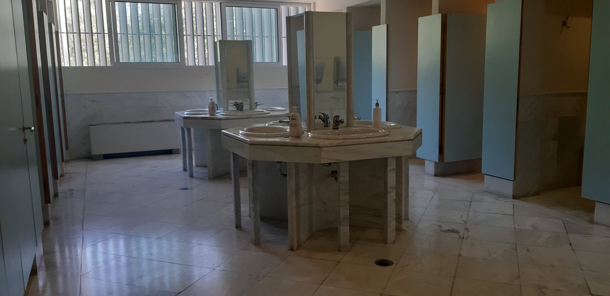 One good thing to come out of all this - Greek public toilets are now clean and pleasant places to visit! These loos in the museum at Olympia are a marble clad exhibit in themselves.