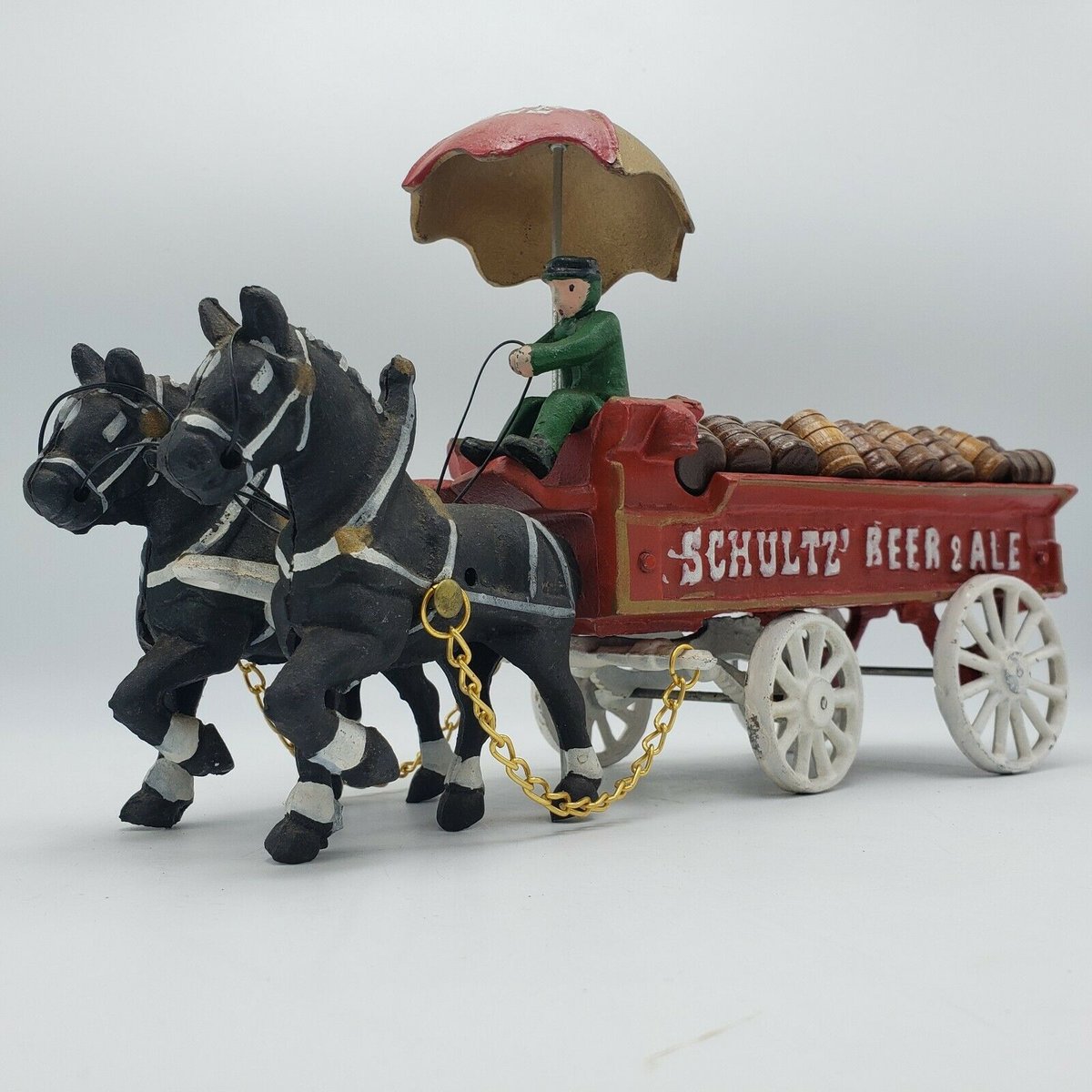 mainlineantique's tweet photo. Replica Cast Iron Toy of Schultz Beer &amp; Ale Horse &amp; Wagon w/ Beer Barrels https://t.co/KIXUvXVN0y https://t.co/HOQL2BRpEr
