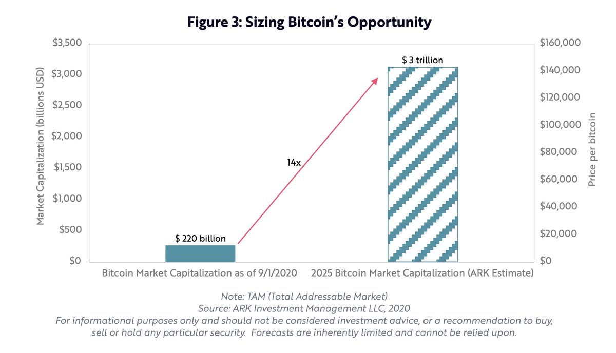 Despite its run, bitcoin is early on its path to monetization, with substantial appreciation potential.In our view, Bitcoin’s $200 billion market capitalization - or network value - will scale more than an order of magnitude to the trillions during the next decade.