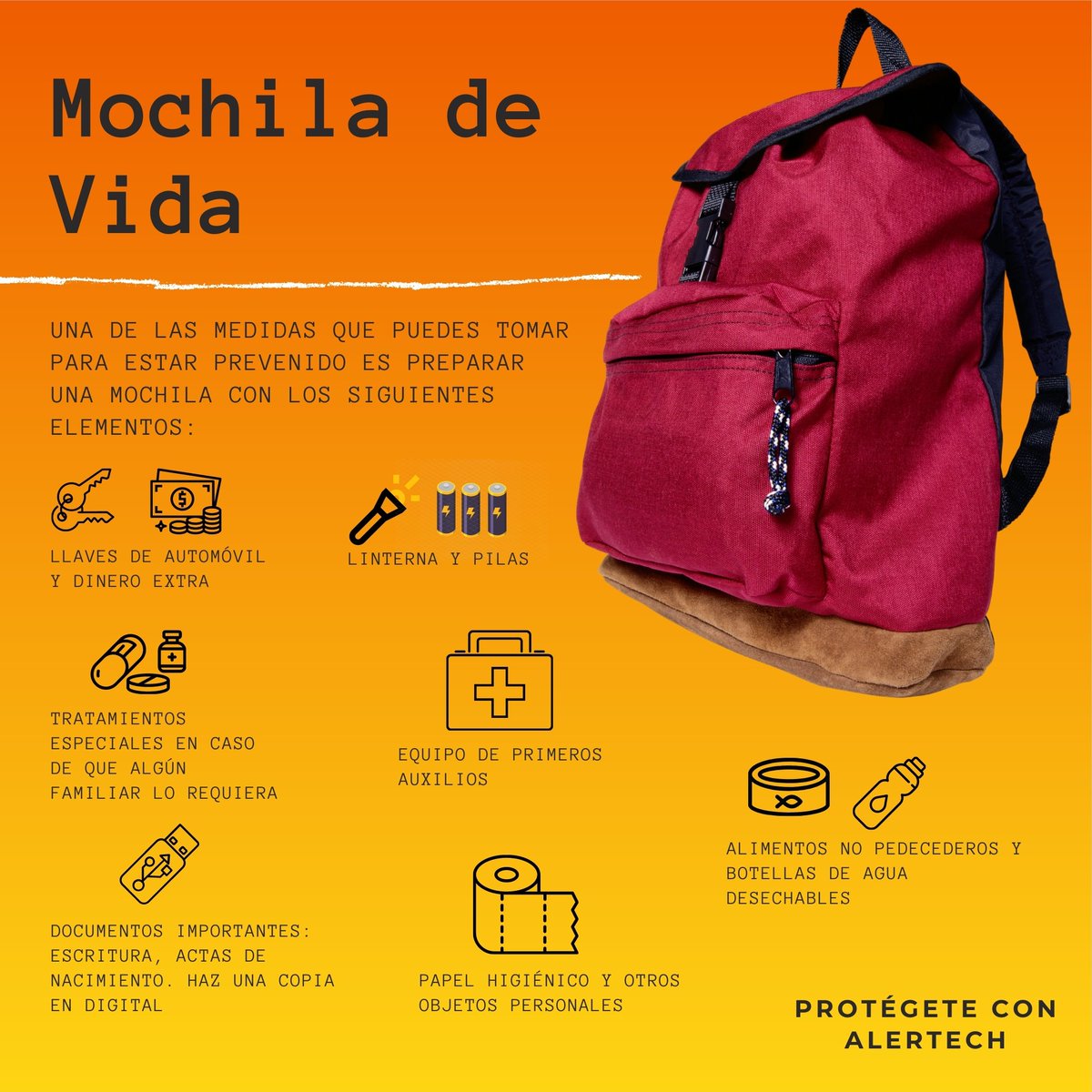 alertech_mx's tweet photo. Y tu, ya tienes tu mochila preparada?
#alertech #protección #protecciónenelhogar  #seguridad #casa #prevención #culturadeprevencion #porqueunsegundopuedesalvartuvida #protégeteconalertech https://t.co/qFnLOMaBwz