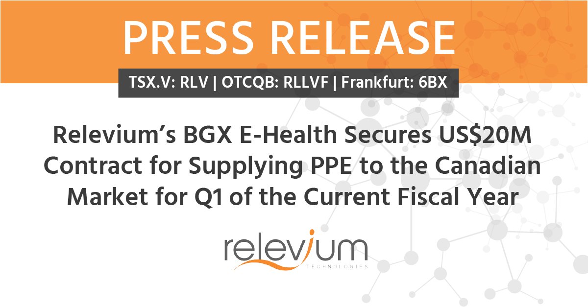 Press Release — We are pleased to announce that our wholly-owned subsidiary in the US, BGX E-Health, has secured a USD$20 Million contract to supply critical PPE to the Canadian Health Care Market.

Learn why this is a major milestone for us: bit.ly/2FMwjkJ

$RLV $RLLVF