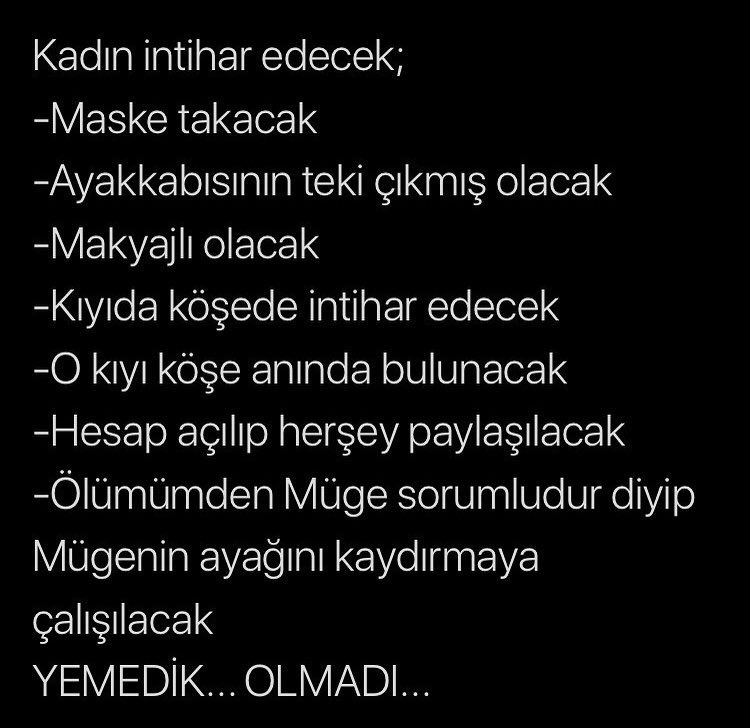 HavvaNas8's tweet photo. Yazıkk ki bir cinayeti bir cinayetle kapatıyorlar #muegeanlıyalnızdeğildir
@Mugeanliatvde @atvcomtr https://t.co/cQS5Wryxgl