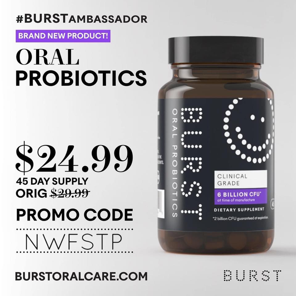 Deb72's tweet photo. Bleeding gums? Lots of cavities? Get that under control in 4-6 weeks with oral probiotics! Once a day, easy dissolve tablet! 45 day supply for only $24.99 with my code: NWFSTP at https://t.co/1WIdKUZLG1 ⬅️ #BURSTAmbassador #probiotics #nobleeding #reducecavities #goodbacteria https://t.co/icLYc39I2j