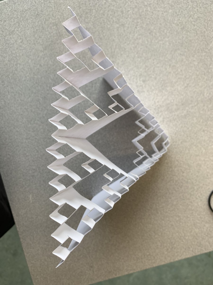 EdgemontGrade5's tweet photo. Folded fractal paper!  Once you get the pattern it becomes easier. https://t.co/HIEj04CgJG