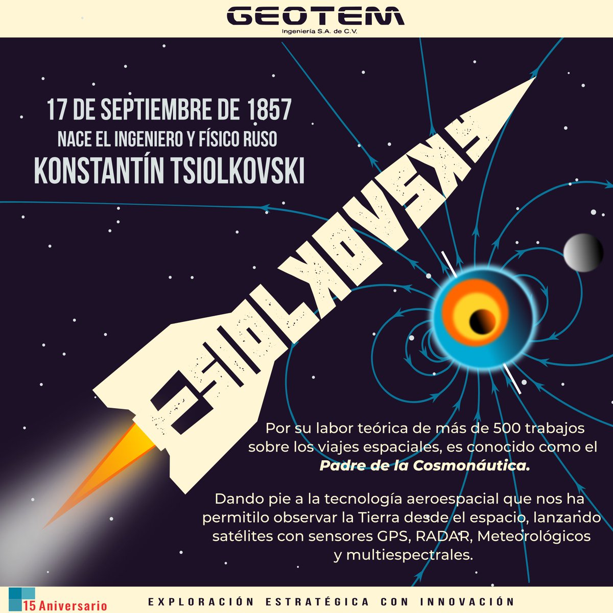 Geotem_'s tweet photo. #UnDiaComoHoy pero de 1857 nace el ingeniero y físico ruso, Konstantín #Tsiolkovski también conocido como el Padre de la cosmonáutica.🚀 https://t.co/u6U16yXdLf