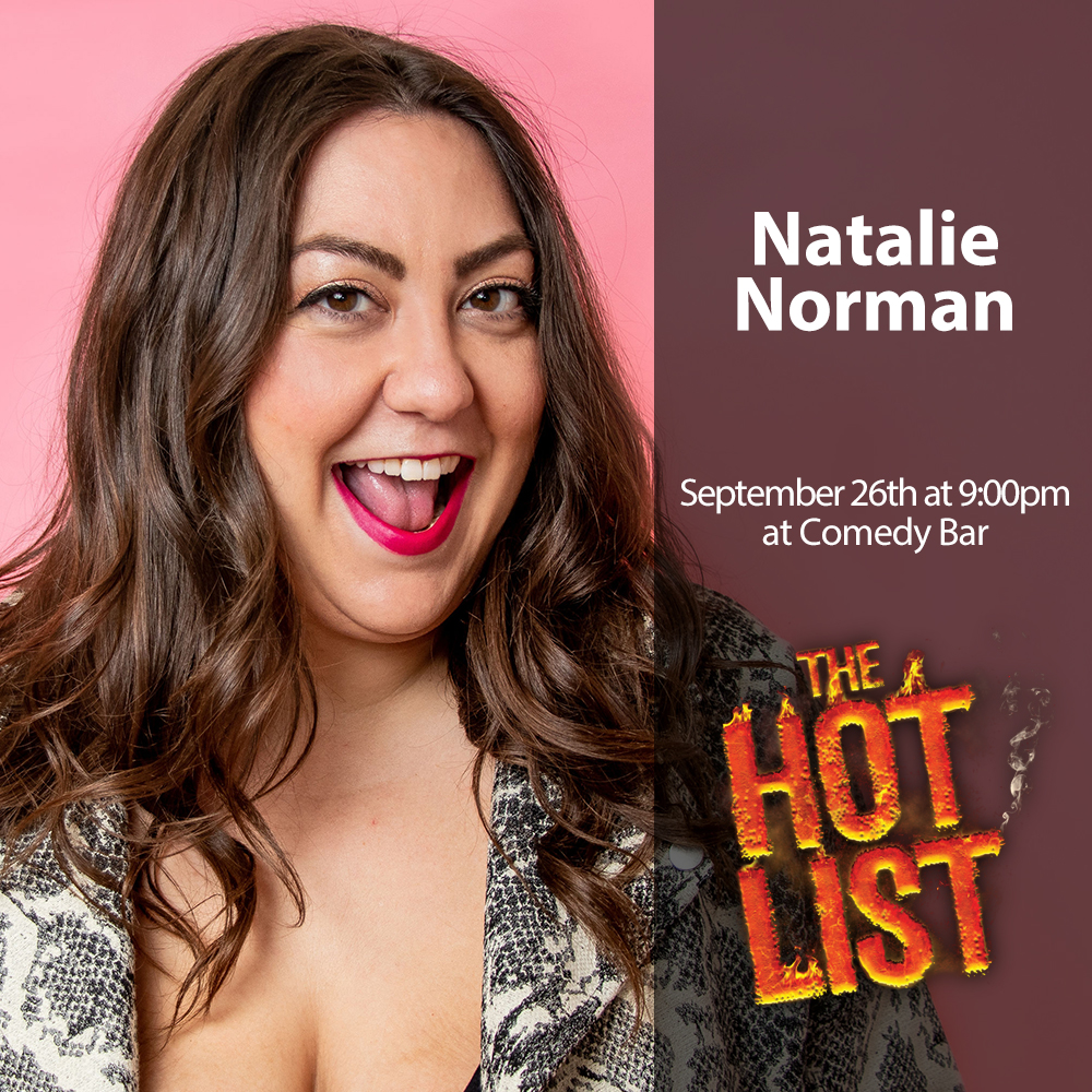 Have you seen NATALIE NORMAN (<a href="/stalkingnatalie/">Natalie Norman</a>) live? Check her out on Saturday, September 26th at <a href="/comedybar/">COMEDY BAR</a>! More info here: linktr.ee/thehotlist #toronto #comedyTO #torontocomedy #comedytoronto #torontoevents #torontonightlife