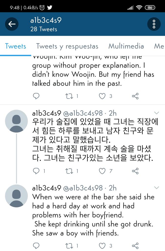 I'm not able to corroborate this yet, but yesterday September 16, a new account was created  @a1b3c4s98, claiming to be  @a1b3c4s9's friend, and that they were with them the day of the alleged sexual harassment. The account posted the following tweets: