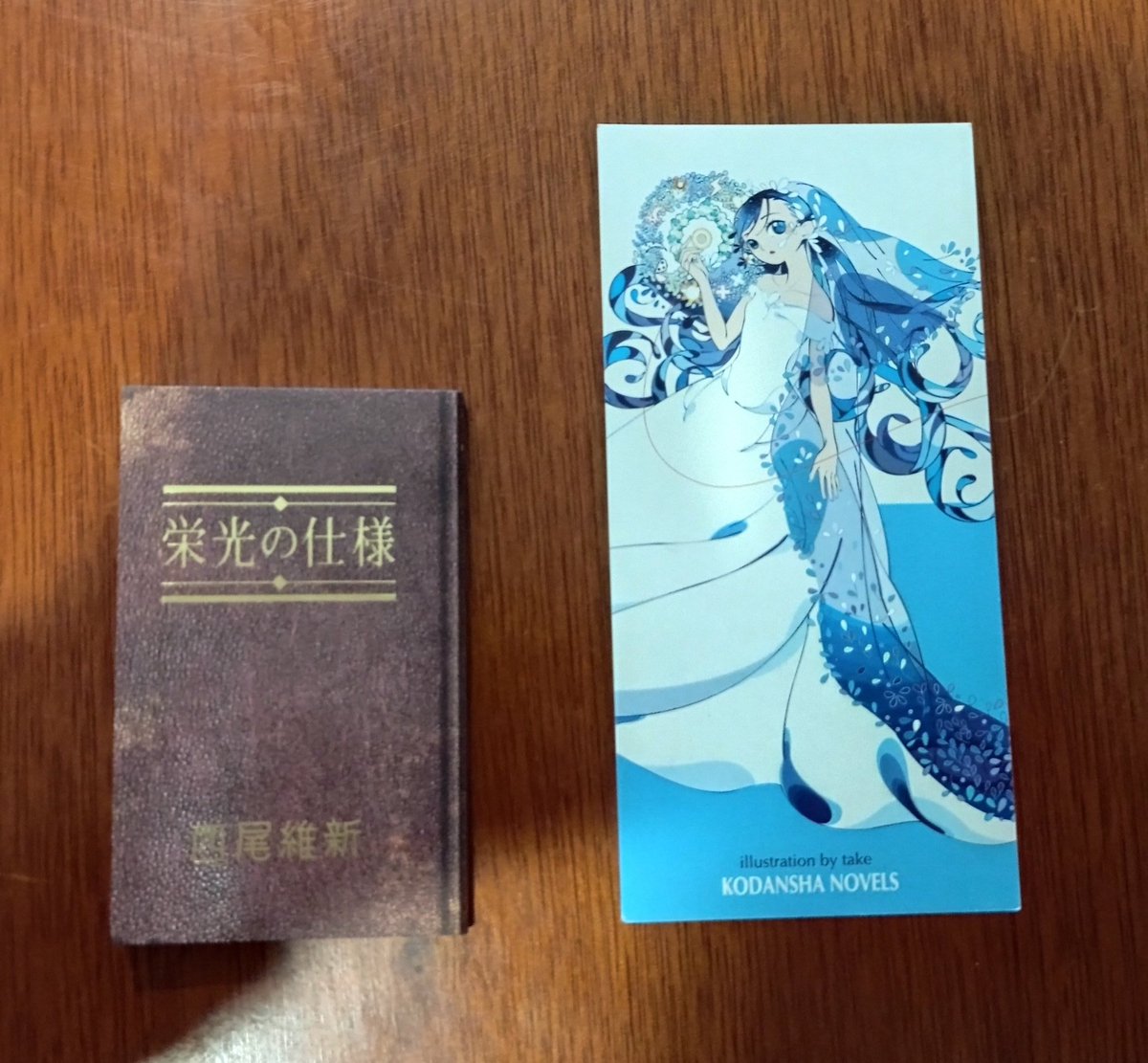 It comes with a lot of bookmarks (some are repeated)It comes with a tiny book wich contains the "Specifications of Glory" short story of the Nakoto series (bookmark for scale)