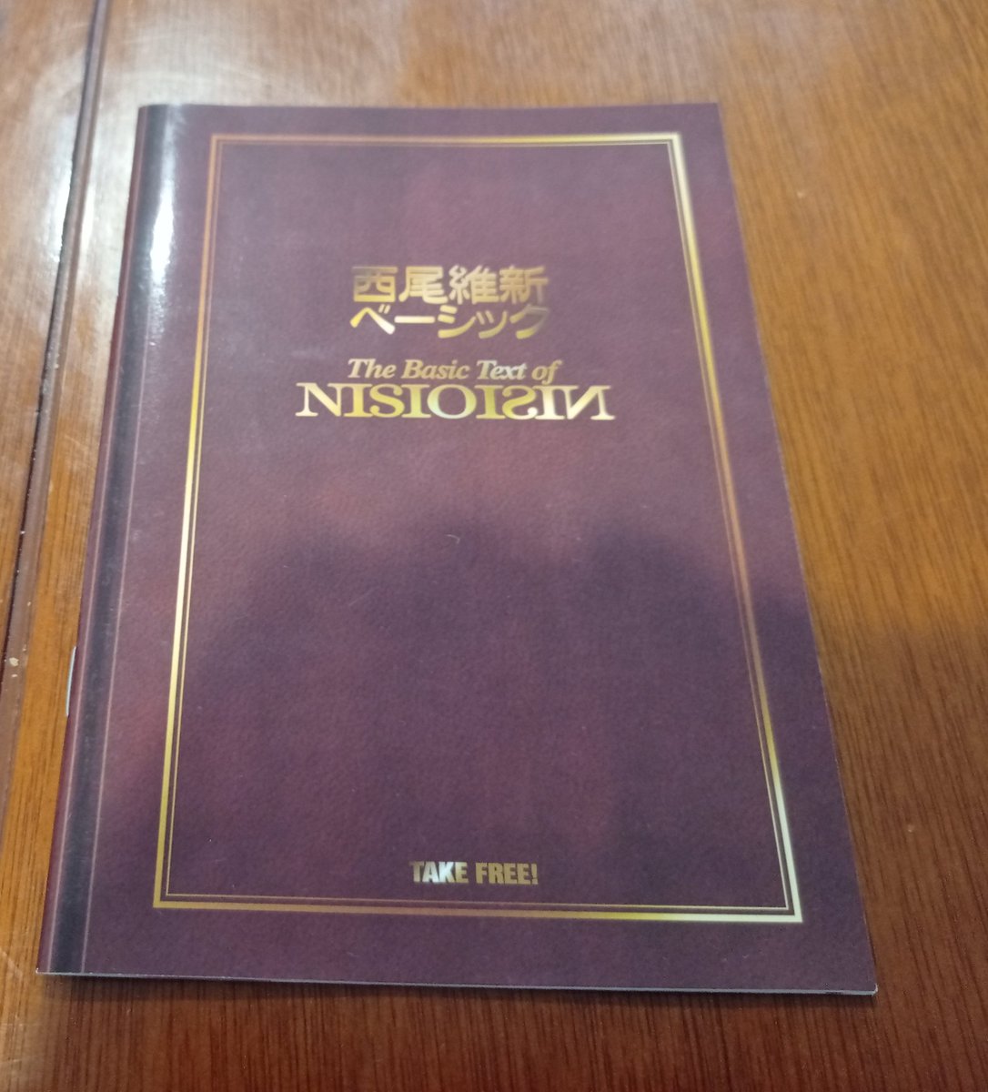 And a pamphlet called "the basic text of nisioisin" wich basically is about his history and the series he had published at the moment