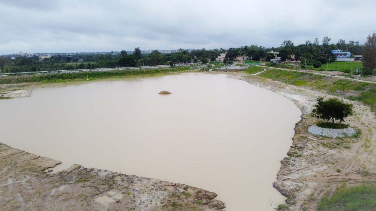 Nothing beats this view of a newly rejuvenated 18+ acre lake which has started to collect water as result of recent rains in Bengaluru, India. 
The villagers are thrilled to get back their lake.
A <a href="/saytrees_ind/">SayTrees</a> initiative.
