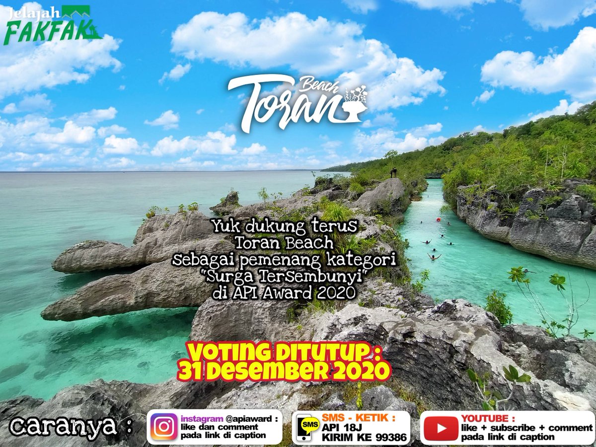 JelajahFakfak's tweet photo. Yuk vote toran beach di API Award 2020
Caranya ada pada caption postingan FB dan IG kami...
#toranbeach #fakfak #jelajahfakfak #apiaward #apiaward2020 #wisatafakfak https://t.co/DeZba1MaR3
