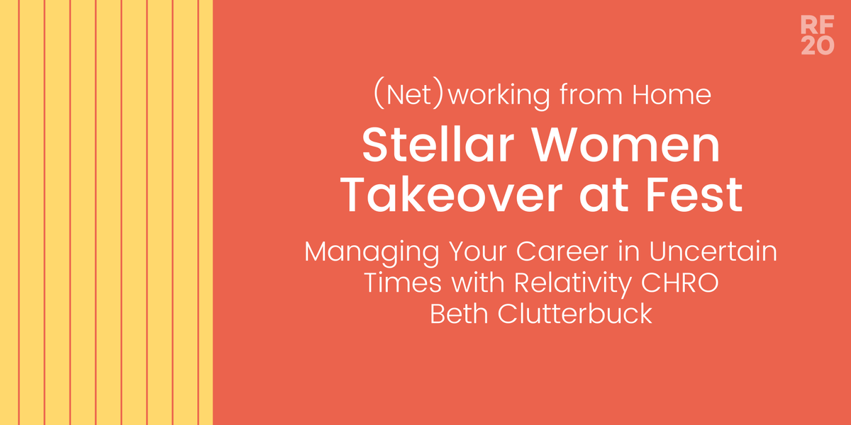 #StellarWomen at #RelativityFest: Relativity CHRO Beth Clutterbuck will share tips for how to invest in yourself and effectively manage your career during these uncertain times. Join on 9/22 at 2:00 p.m. CDT: ow.ly/bRdu50BtMIn <a href="/milataylor1/">mila taylor</a> <a href="/Mary_Rechtoris/">Mary Rechtoris</a>