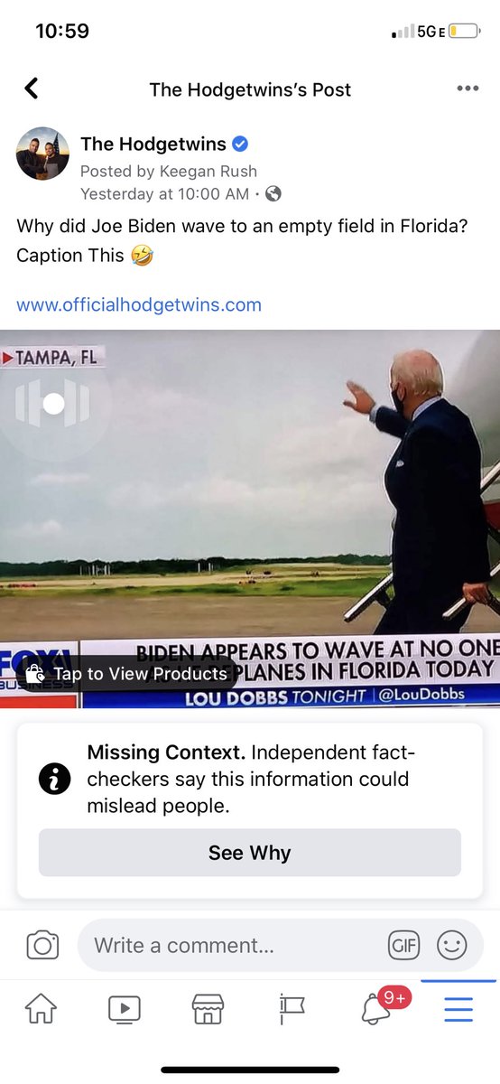 hodgetwins's tweet photo. Everybody @Facebook just fact checked a Joe Biden picture on our page, where we just asked a question 😂😂😂😂 https://t.co/CcvqRCkPG3