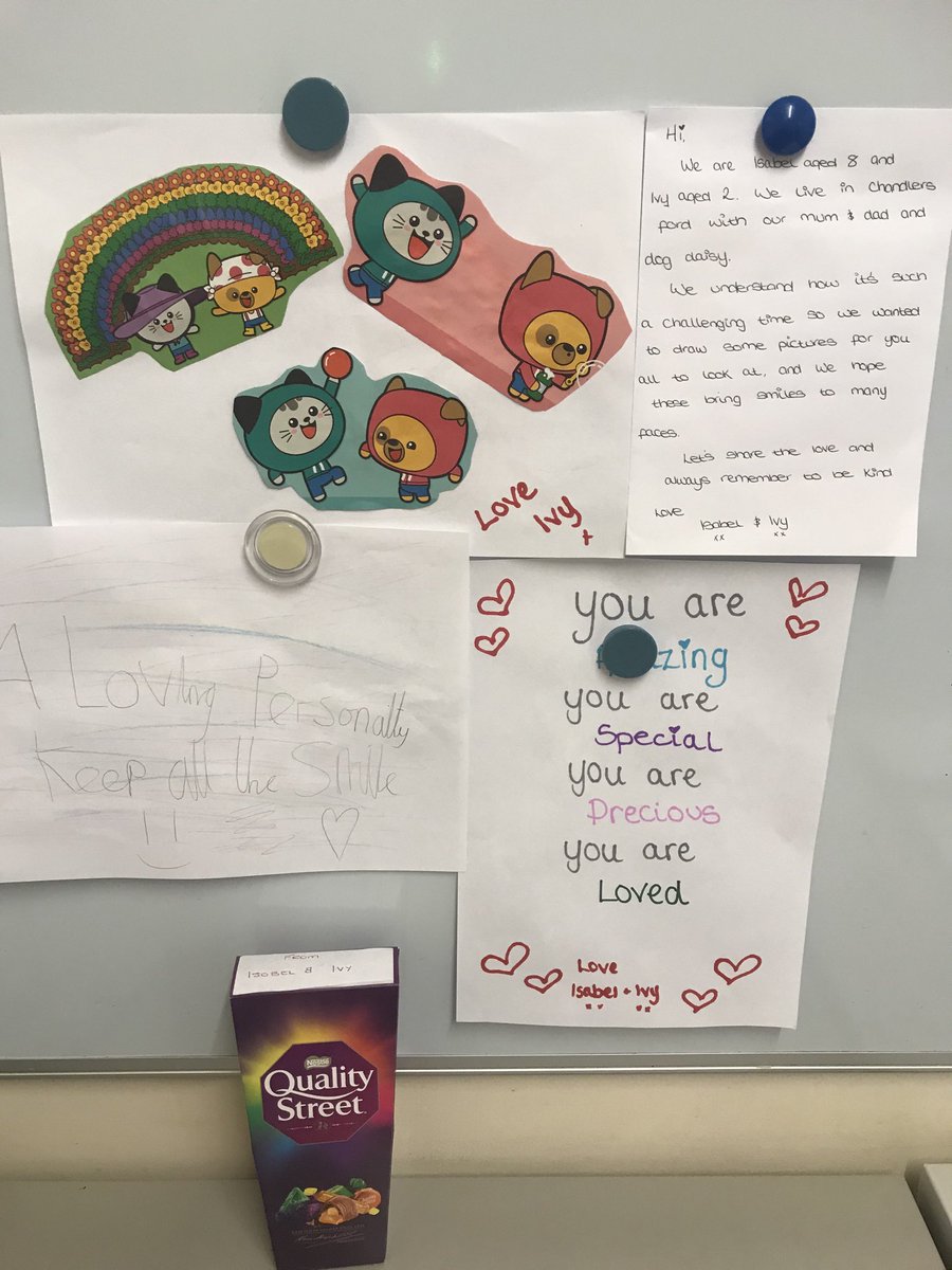 Last Saturday we had a visit from 8 year old Isabel, a pupil  ⁦<a href="/hiltingburyjun/">Hiltingbury Junior School</a>⁩ and her 2 year old sister, Ivy. They drew us these lovely pictures and and brought us chocolates. Isabel and Ivy, you definitely brought smiles to our faces. Lots of ❤️and 🤗. Team Barodacare.
