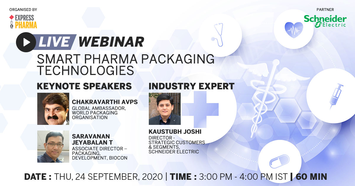 Get the key insights by the industry experts on how to enable #IIOT solutions for #SmartPharma #Packaging &amp; #Serialisation, by attending #LiveWebinar on 'Smart Pharma Packaging Technologies', on 24th Sept 2020 at 3:00 PM IST | Register: bit.ly/24phpackT <a href="/SchneiderIndia/">SchneiderElectric IN</a>