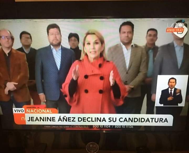 BoliviaResiste's tweet photo. Jeanine Añez renuncio a su candidatura a las  elecciones generales 2020 https://t.co/PaLBNeIHFN