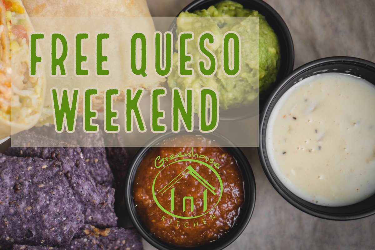 It’s National QUESO Day Sunday September 20th, BUT we are Celebrating ALL Weekend Friday-Sunday!
FREE QUESO on Any Burrito Or Bowl plus FREE QUESO with any Chip Purchase! Stop In, Order Online for Pick Up or Delivery and take advantage of #FREEQUESOWEEKEND