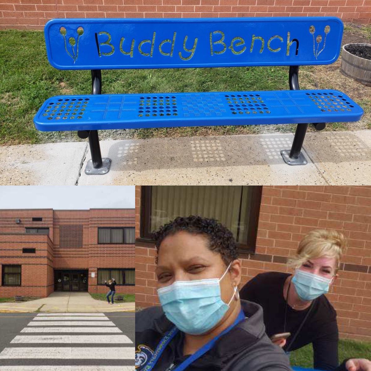 Dr. Ebler and Ms. Tatum enjoying our new buddy bench! Can’t wait for all the students to enjoy it also! <a href="/NAT_FTPSchools/">Nikkii Tatum</a> <a href="/FTPSchools/">FTPSchools</a>