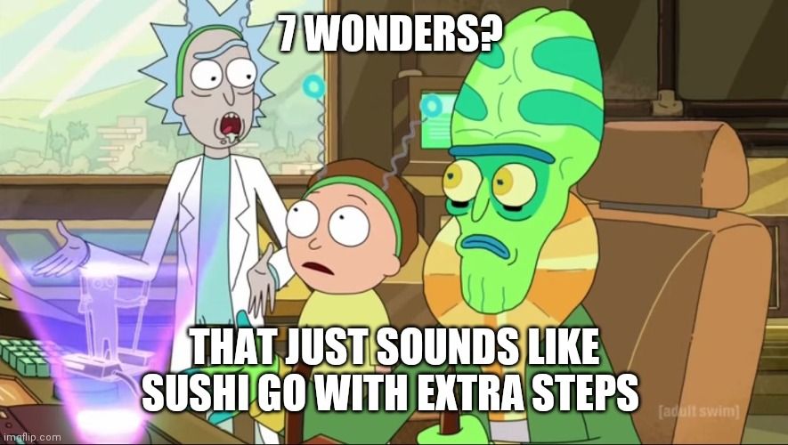 tt_tortoise's tweet photo. Unpopular opinion: I think seven wonders is not a very good game and I don't like playing it. 😬 

Share your unpopular opinions with me! Or just pour hate on me for mine 😂 🤣 https://t.co/x9hRzrNUYs