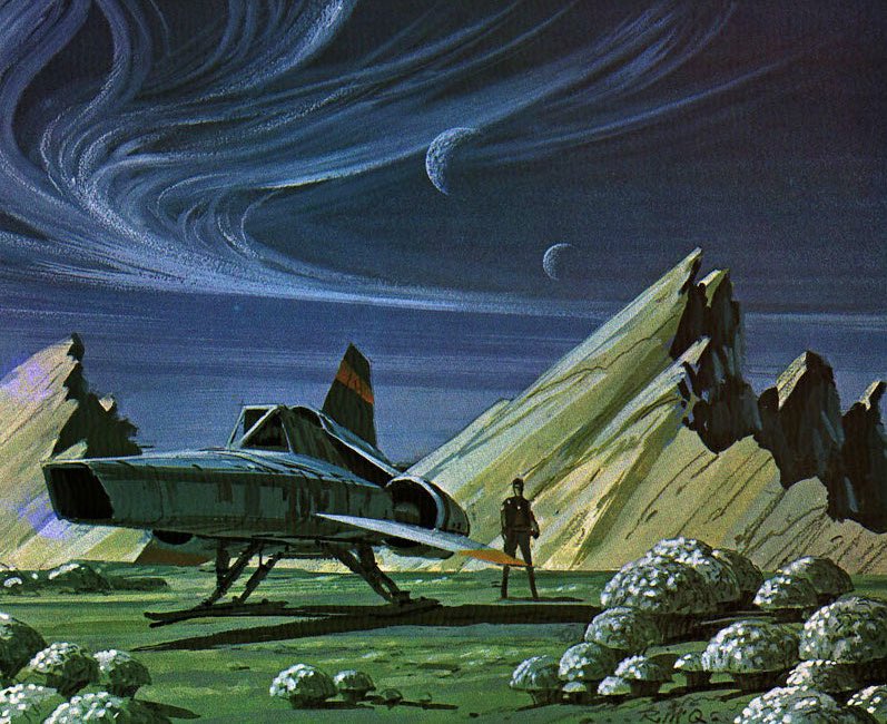 HumanoidHistory's tweet photo. Ralph McQuarrie concept art for BATTLESTAR GALACTICA, which premiered on this night in 1978. https://t.co/oHV15aFdkD