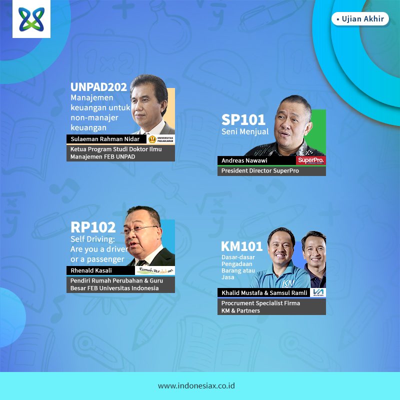 IndoneXian, kamu sedang belajar di antara 4 kursus ini? Yuk segera selesaikan sebelum hari Minggu, 20 September karena kursus akan segera berakhir. Jika nilai akhirmu 50% ke atas, maka kamu bisa menebus sertifikatmu dan sertifikat baru tersedia setelah periode kursus berakhir ya!