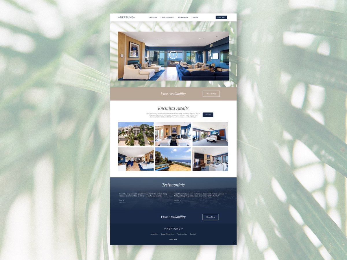 Website design &amp; branding for luxury vacation home, 150 Neptune.
- 150Neptune.com