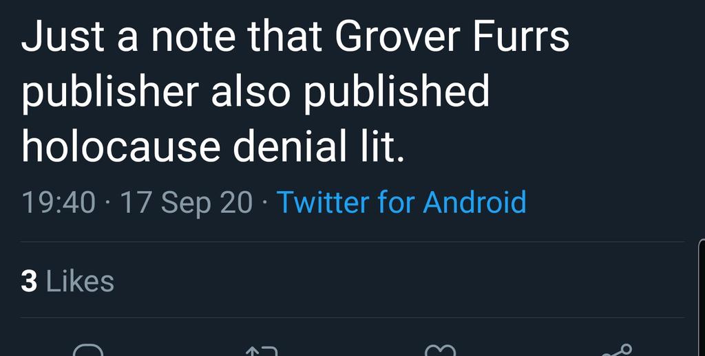 Being associated with Stalin ends up ruining the reputation of Grover Furr's publisher.