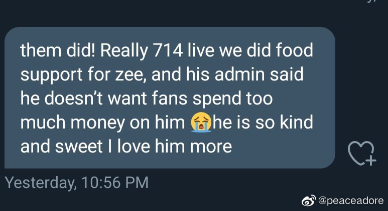 2. Cherish every single token from fans, no matter it is cheap or expensive. Tell fans not to spend much money on him but on themselves. Kindly refuse to accept the gift from a Chinese Zunshine as he thought too expensive.  #ZeePruk  #ZunShine