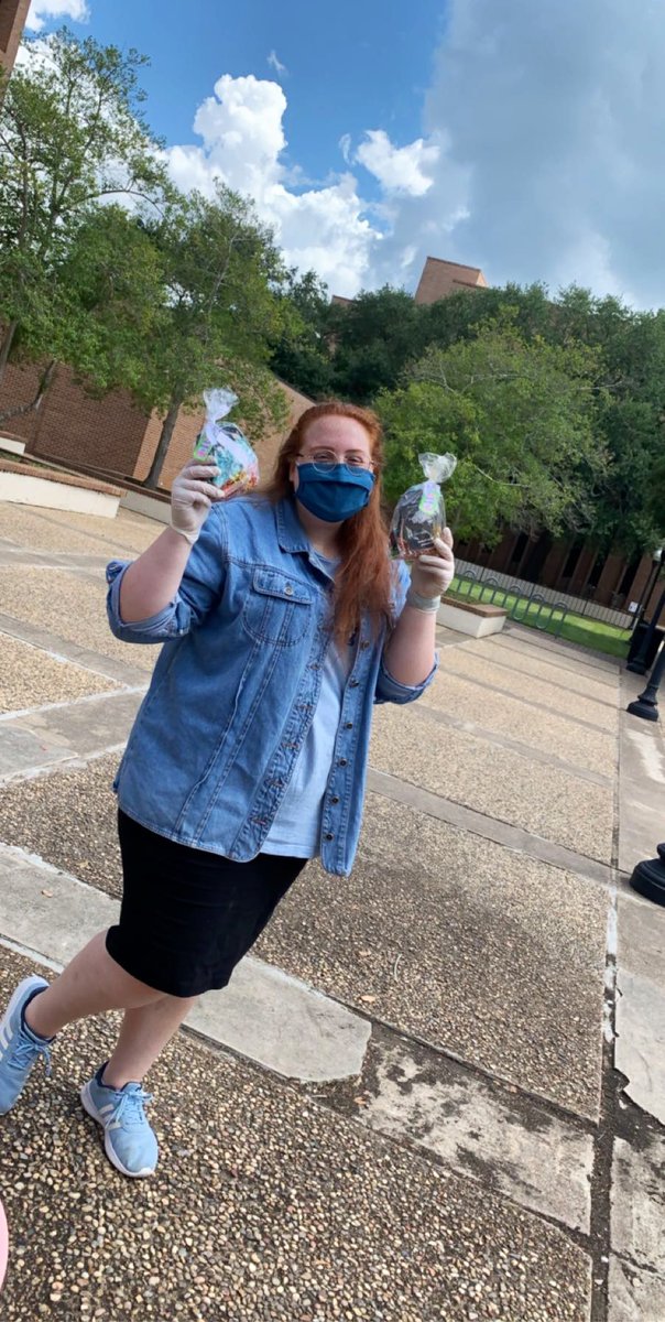 OurLow's tweet photo. Treasurer Gracie (pictured) and VP Ashley had a great time handing out self care gift bags today! Our interest meeting is tomorrow at 7:30 🕢 turn on notifications for the zoom link later on. #mentalhealth #SFA23 #AxeEm #SFASU #MentalHealthMatters #MentalHealthAwareness https://t.co/FuCIsjehfP
