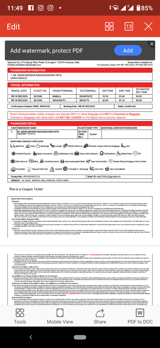 ManojKu30078364's tweet photo. @SonuSood  this is my flight ticket Manila to Delhi  sir I paid 37000 but my passport not yet released I study in Philippines UPHSD MANILA pls check and refund sir my self Patil ManojKumar Naganagouda https://t.co/vaqsDAyK8r