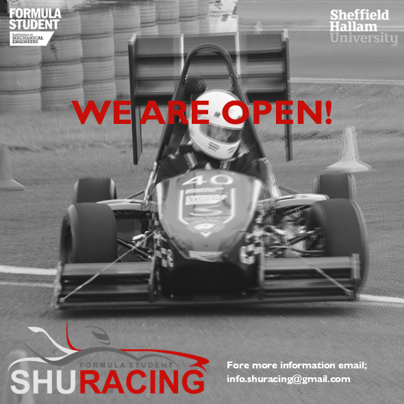 SHU_Racing_Team's tweet photo. WE ARE OPEN!!!
Cant wait to get to work on the 2021 car!!! If you're interested in joining the team, book on to our meet the team event linked below.
https://t.co/xkbUMd0Qke
#weareopen #shuacing #imeche #sheffieldhallam #teamhallam #yorkshireengineering #sheffieldengineering https://t.co/oUch0zj9VT