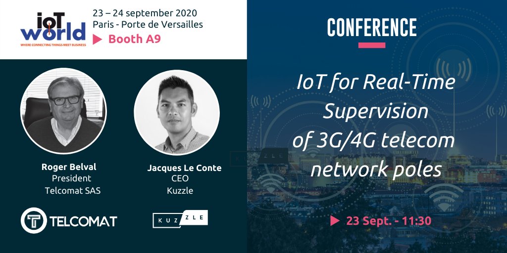 kuzzleio's tweet photo. [23/09 - 11h30] Jacques Le Conte &amp; Roger Belval's conference: Developing in 8 weeks an #IoT application to supervise and monitor in real-time 3G/4G telecommunication network poles that fall down.
Learn more 👉 https://t.co/ljtnJJMt8G

#SmartCities #IoTWorldParis @IoTWorldParis1 https://t.co/gwzCFvxdqI